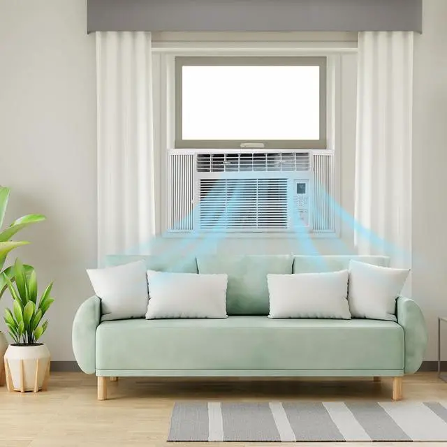 Alt view image 6 of 7 - 6000BTU Window Air Conditioner with Remote and 24H Timer, Window AC Unit with ECO Mode and 4 Fan Speed, Cools up to 250 Sq. Ft., Easy Installation for Home Bedroom Apartment Office 115V