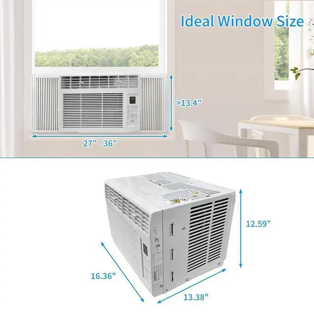 Alt view image 5 of 7 - 6000BTU Window Air Conditioner with Remote and 24H Timer, Window AC Unit with ECO Mode and 4 Fan Speed, Cools up to 250 Sq. Ft., Easy Installation for Home Bedroom Apartment Office 115V