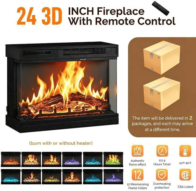 Alt view image 3 of 7 - 58" Fireplace TV Stand, White | 3-Sided Glass Electric Fireplace, LED Light, Drawers & Glass Doors