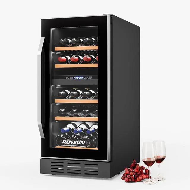 Main image of 26 Bottle Dual Zone Wine Cooler Refrigerator, Freestanding/Built-in Compressor Wine Chiller, Beverage Wine Fridge w/Digital Temp Control & Glass Door for Red White Wine, Champagne, Beer