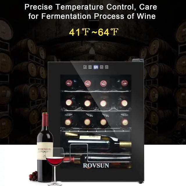 Alt view image 4 of 7 - 16 Bottle Wine Fridge, Freestanding Compressor Cooler Refrigerator, Beverage Chiller With Digital Temperature Control & Double-layer Glass Door for Red White Wine, Champagne, Beer