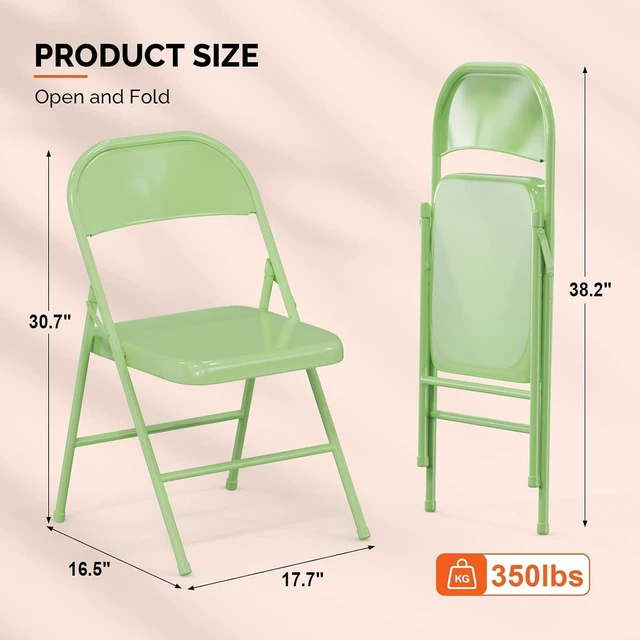 Alt view image 3 of 7 - All Iron Metal Folding Chair,Lightweight Portable Folding Chair,Indoor/Outdoor Dual-Use Seating,Green(8 Pack)