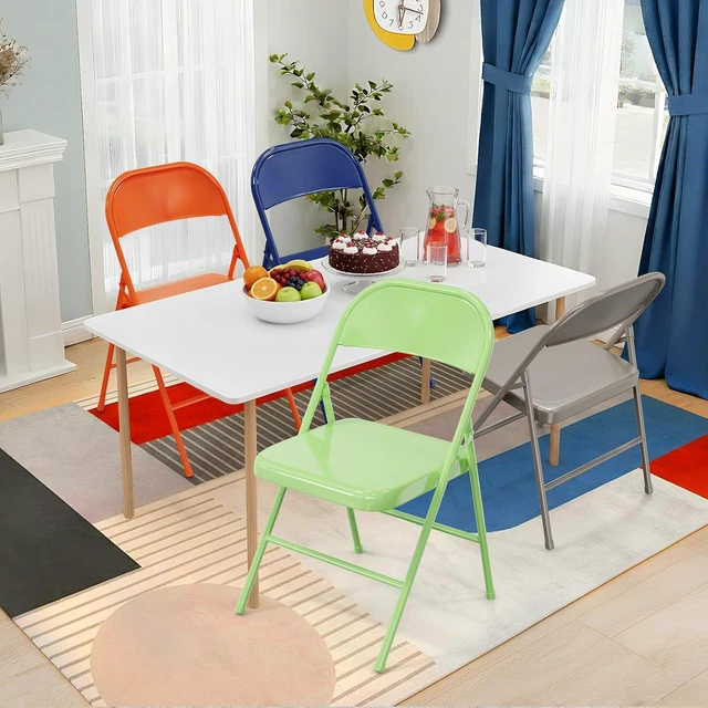 Alt view image 6 of 7 - All Iron Metal Folding Chair,Lightweight Portable Folding Chair,Indoor/Outdoor Dual-Use Seating,Green(8 Pack)