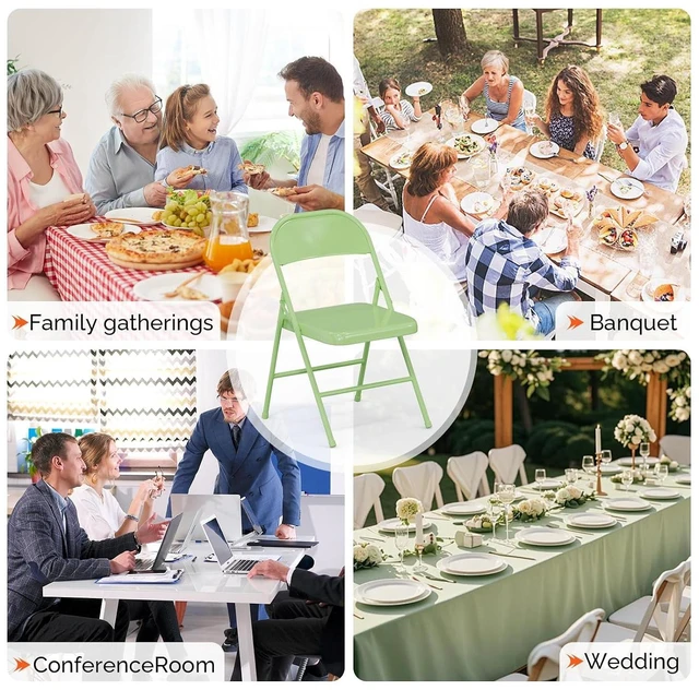 Alt view image 7 of 7 - All Iron Metal Folding Chair,Lightweight Portable Folding Chair,Indoor/Outdoor Dual-Use Seating,Green(8 Pack)