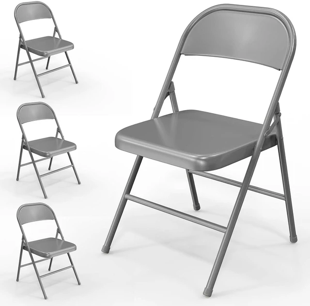 Main image of All Iron Metal Folding Chair,Lightweight Portable Folding Chair,Indoor/Outdoor Dual-Use Seating,Grey(4 Pack)