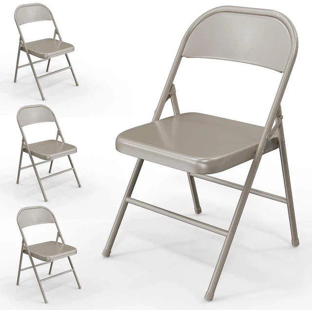Main image of All Iron Metal Folding Chair,Lightweight Portable Folding Chair,Indoor/Outdoor Dual-Use Seating,Khaki(4 Pack)