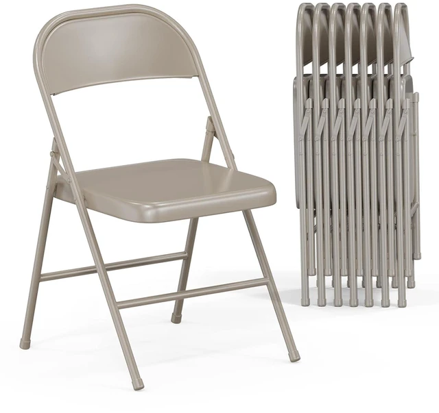 Main image of All Iron Metal Folding Chair,Lightweight Portable Folding Chair,Indoor/Outdoor Dual-Use Seating,Khaki(8 Pack)