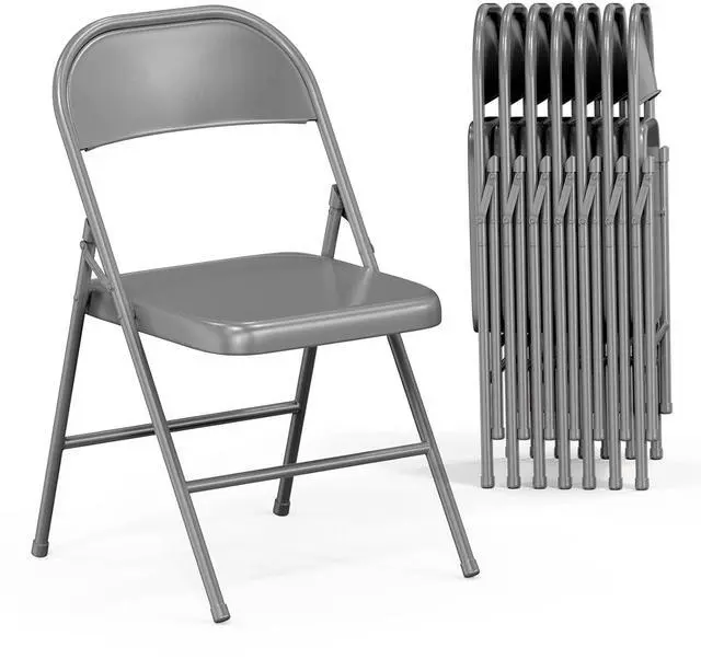 Main image of All Iron Metal Folding Chair,Lightweight Portable Folding Chair,Indoor/Outdoor Dual-Use Seating,Grey(8 Pack)