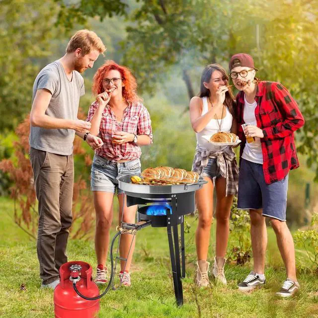 Alt view image 7 of 7 - 23'' Concave Comal Set, 80,000BTU Propane Gas Stove & Heavy Burner Stand, Stainless Steel Discada Disc Cooker, Taco Para Carnitas Tortillas Stir Fry Wok for Backyard, Outdoor Cooking & Frying