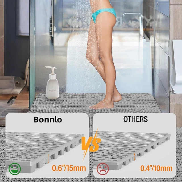 Alt view image 6 of 7 - 12''x12'' PVC Interlocking Floor Tile, 12 Pack Grey Anti-Fatigue Floor Mat, Restaurant Drainage Kitchen Mat, Cushioned Flooring Mat, Non-Slip Garden Tile for Poolside, Wet Area, Deck