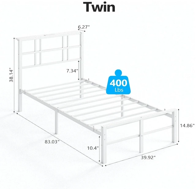 Alt view image 2 of 7 - Twin Bed Frame with Headboard and Wooden Storage Shelf,10.4" Height Under Bed Storage Space,Charging Station and LED Lights,Sturdy & Stable,Embedded Design,Easy Assembly,White (White)