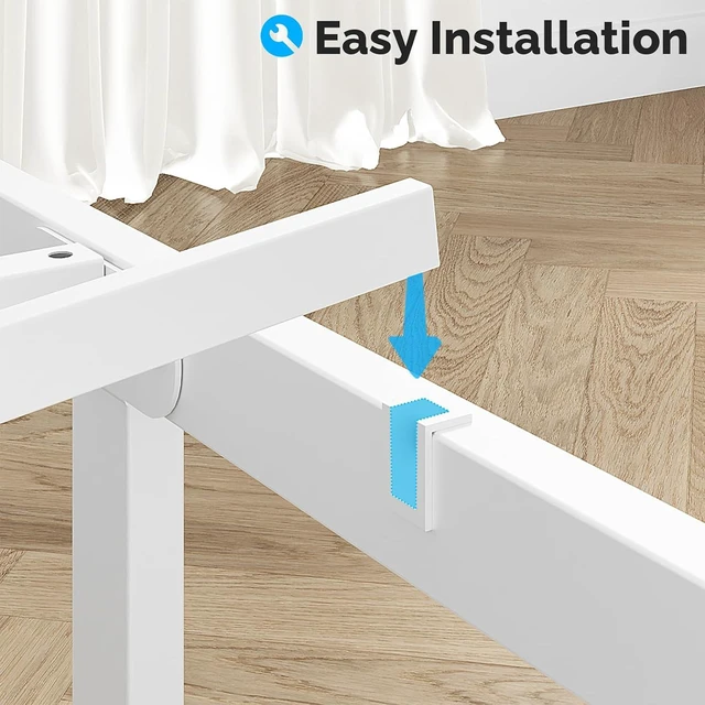 Alt view image 7 of 7 - Twin Bed Frame with Headboard and Wooden Storage Shelf,10.4" Height Under Bed Storage Space,Charging Station and LED Lights,Sturdy & Stable,Embedded Design,Easy Assembly,White (White)