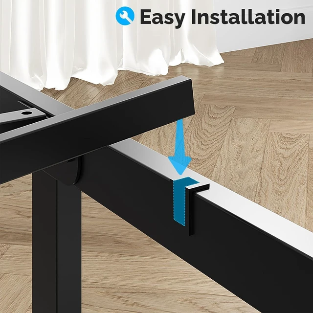 Alt view image 7 of 7 - Twin Bed Frame with Headboard and Wooden Storage Shelf,10.4" Height Under Bed Storage Space,Charging Station and LED Lights,Sturdy & Stable,Embedded Design,Easy Assembly,Black.