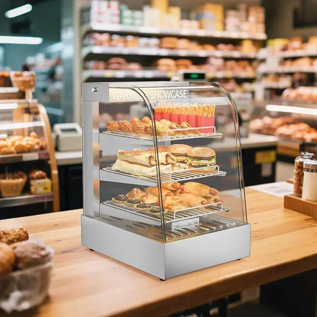 Alt view image 7 of 7 - Commercial Food Warmer Display with Adjustable Shelf, 3-Tier Electric Countertop Warmers for Hamburger, Chicken, Bread, Pizza Warmer in Restaurant, Cafe, Store 800W 86-185