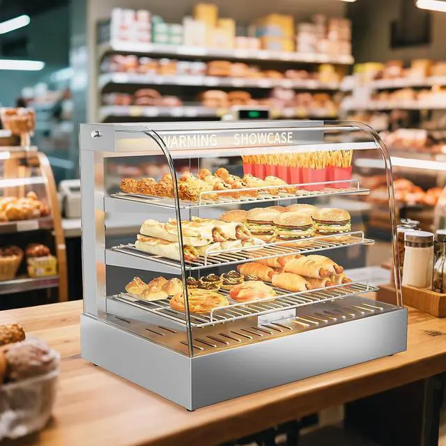 Alt view image 6 of 7 - Commercial Food Warmer Display with Adjustable Shelf, 3-Tier Electric Countertop Warmers for Hamburger, Chicken, Bread, Pizza Warmer in Restaurant, Cafe, Store 800W 86-185