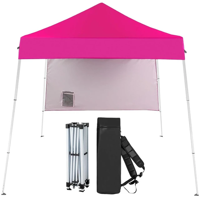 Main image of 6x6 Pop Up Canopy Tent, Outdoor Foldable Easy Up Party Tent with 1 Sidewall, Slant Legs Portable Gazebo for Camping, Parties (Pink)