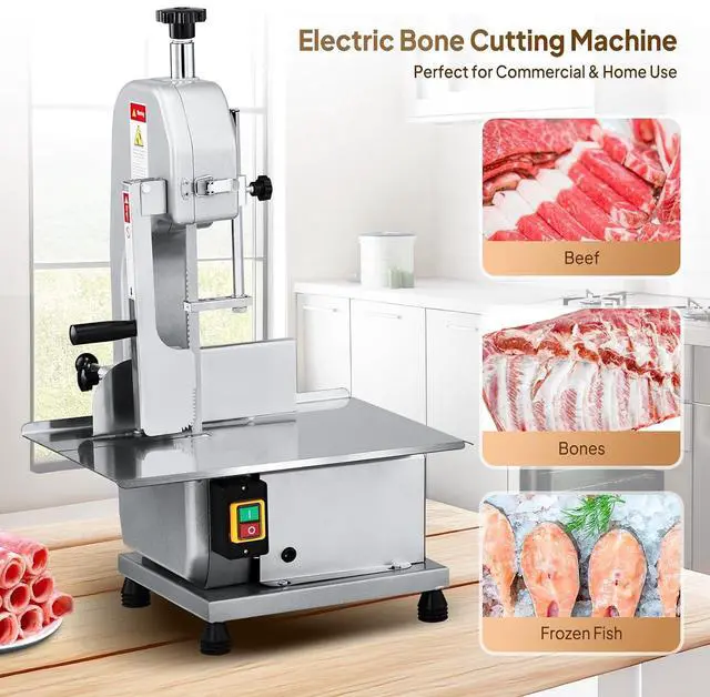 Alt view image 2 of 7 - 750W Electric Bone Saw Machine,0.16-7.9Inch Cutting Thickness Frozen Meat Cutter with 6 Saw Blades, Commercial Bandsaw Machine Stainless Steel 18.5 x 12.4 In Table for Chicken Fish Beef