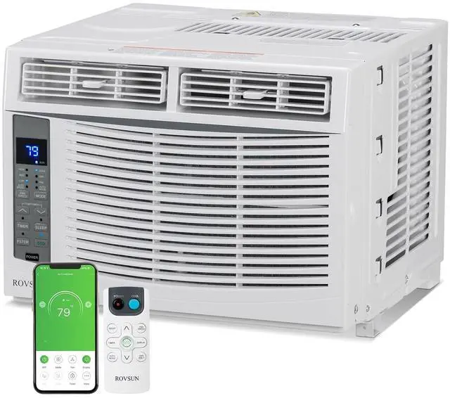 Main image of WIFI-Enabled 6000 BTU Air Conditioner Window Unit, Energy Saving Room Air Conditioner, AC Unit with Remote Control & Timer Function Ideal for Rooms up to 250 Square Feet, 115V/60Hz, White