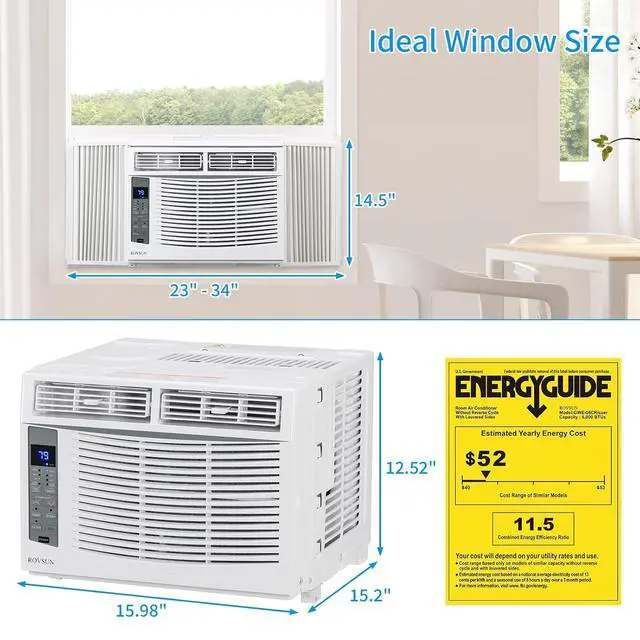 Alt view image 6 of 7 - WIFI-Enabled 6000 BTU Air Conditioner Window Unit, Energy Saving Room Air Conditioner, AC Unit with Remote Control & Timer Function Ideal for Rooms up to 250 Square Feet, 115V/60Hz, White