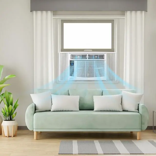 Alt view image 7 of 7 - WIFI-Enabled 6000 BTU Air Conditioner Window Unit, Energy Saving Room Air Conditioner, AC Unit with Remote Control & Timer Function Ideal for Rooms up to 250 Square Feet, 115V/60Hz, White