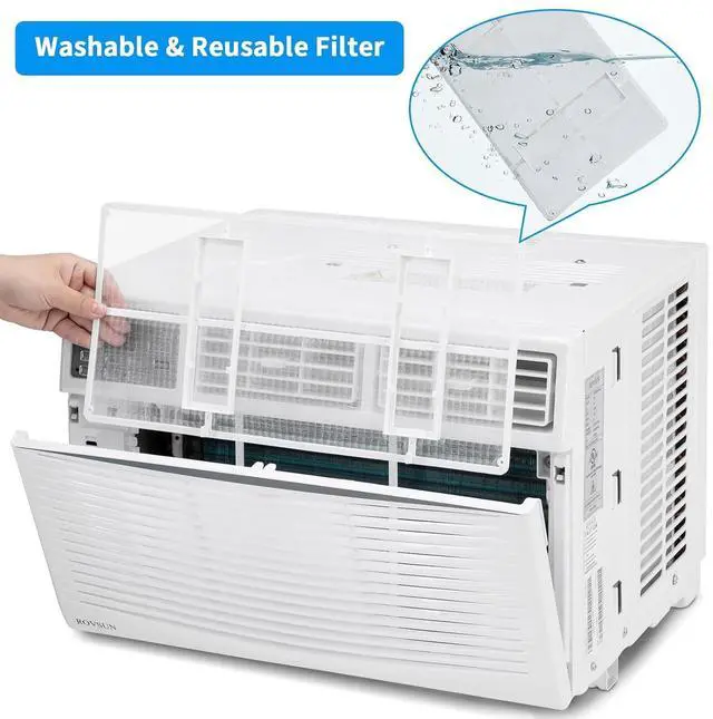 Alt view image 5 of 7 - WIFI-Enabled 10000BTU Air Conditioner Window Unit, Energy Saving Room Air Conditioner, AC Unit with Remote Control & Timer Function Ideal for Rooms up to 450 Square Feet, 115V/60Hz, White
