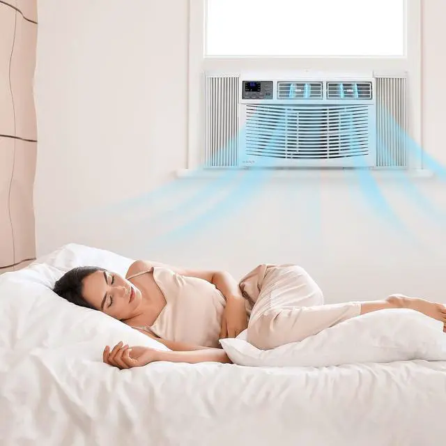 Alt view image 7 of 7 - WIFI-Enabled 10000BTU Air Conditioner Window Unit, Energy Saving Room Air Conditioner, AC Unit with Remote Control & Timer Function Ideal for Rooms up to 450 Square Feet, 115V/60Hz, White