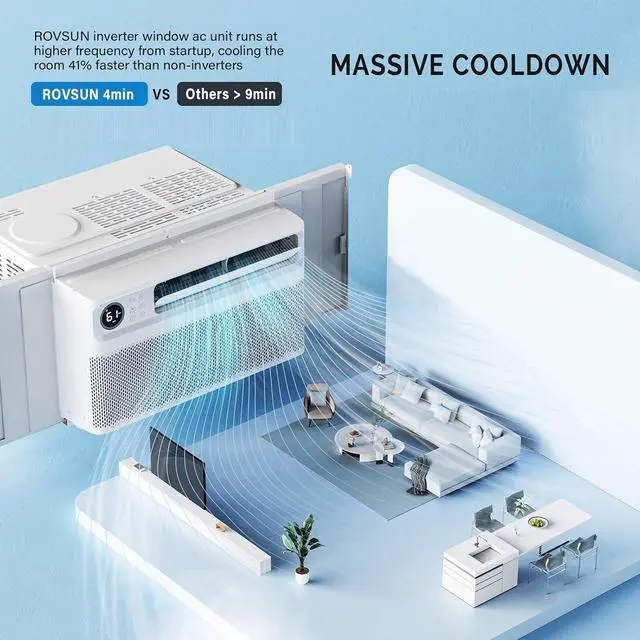 Alt view image 2 of 7 - 12000 BTU Wifi Enabled Window Air Conditioner with Inverter, AC Unit for Window with APP & Voice Control, Timer Function & Pre-Installed Side Panels for Easy Operation & Installation, 115V/60Hz