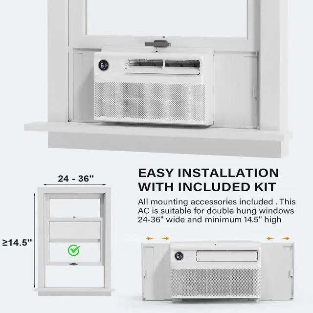 Alt view image 6 of 7 - 12000 BTU Wifi Enabled Window Air Conditioner with Inverter, AC Unit for Window with APP & Voice Control, Timer Function & Pre-Installed Side Panels for Easy Operation & Installation, 115V/60Hz