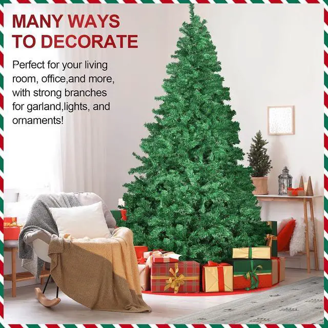 Alt view image 7 of 7 - 7ft Premium Artificial Spruce Holiday Christmas Tree for Home, Office, Party Decoration with 1000 Branch Tips, Red Tree-Skirt, Metal Hinges and Foldable Metal Base (Green)