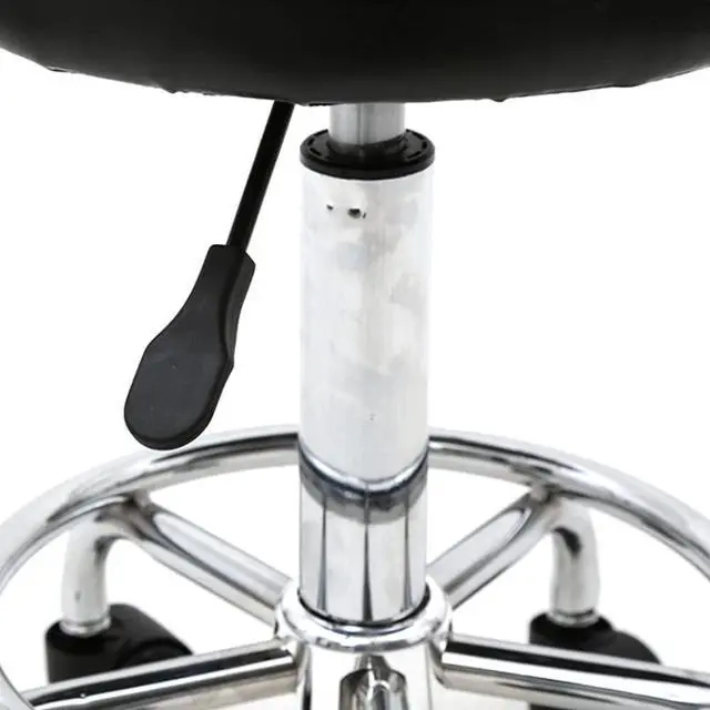 Alt view image 4 of 7 - PVC Faux Leather Rolling Swivel Salon Stool Chair with Back Support Adjustable Hydraulic Seat Height 23 in Diameter 13 Inch for Office Massage Facial Spa Medical Drafting Tattoo Beauty Barber