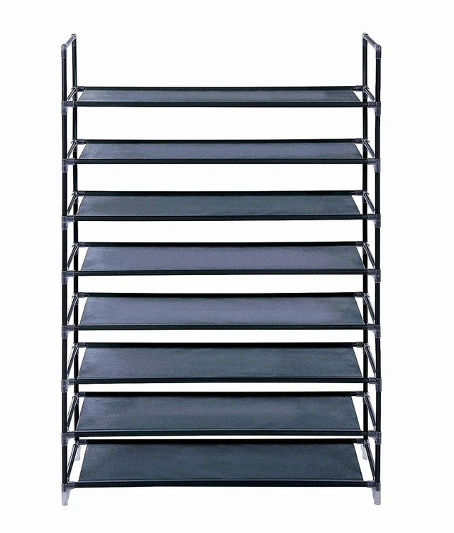 Alt view image 3 of 5 - Shoe Rack 8 Tiers Tall Shoe Rack for Entryway 24 32 Pairs Shoe & Boots Organizer Storage Shelf Durable Black Metal Stackable Shoe Cabinet (39.37" x 11.02" x 56.3")