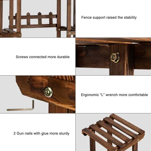 Alt view image 3 of 7 - Plant Stand Indoor Plant Stands Wood Outdoor Tiered Plant Shelf for Multiple Plants 4 Tiers 7 Potted Ladder Plant Holder Table Plant Pot Stand Boho Deco for Window Balcony Living Room Gardening Gifts
