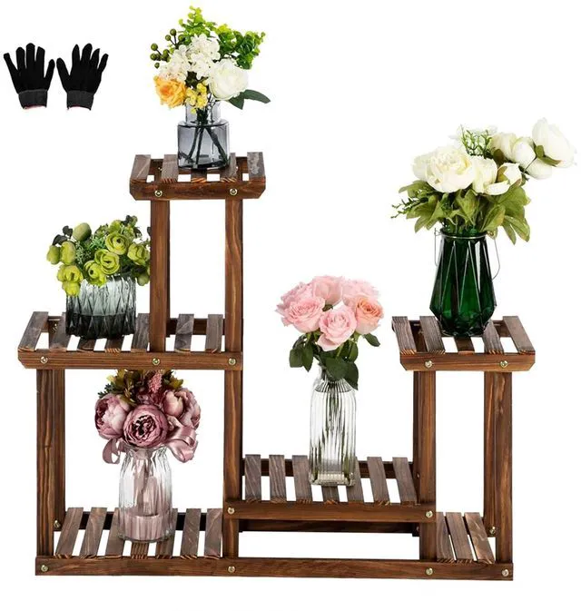 Alt view image 6 of 7 - Plant Stand Indoor Plant Stands Wood Outdoor Tiered Plant Shelf for Multiple Plants 4 Tiers 7 Potted Ladder Plant Holder Table Plant Pot Stand Boho Deco for Window Balcony Living Room Gardening Gifts