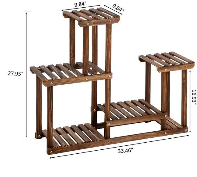 Alt view image 2 of 7 - Plant Stand Indoor Plant Stands Wood Outdoor Tiered Plant Shelf for Multiple Plants 4 Tiers 7 Potted Ladder Plant Holder Table Plant Pot Stand Boho Deco for Window Balcony Living Room Gardening Gifts
