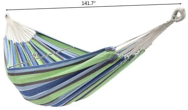 Alt view image 2 of 7 - Garden Cotton Hammock Comfortable Fabric Hammock with Tree Straps for Hanging Durable Hammock Up to 330lbs Portable Hammock with Travel Bag, Perfect for Camping Outdoor/Indoor Patio Backyard