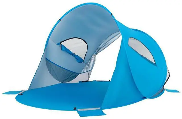 Main image of 4 Person Sun Shelter for Beach, Light Weight Boat Shape Beach Awning Blue White (87 x 62.9 x 46.4) (L x W x H)