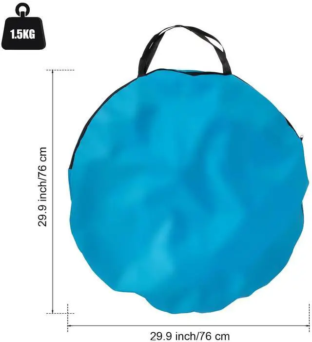 Alt view image 3 of 7 - 4 Person Sun Shelter for Beach, Light Weight Boat Shape Beach Awning Blue White (87 x 62.9 x 46.4) (L x W x H)