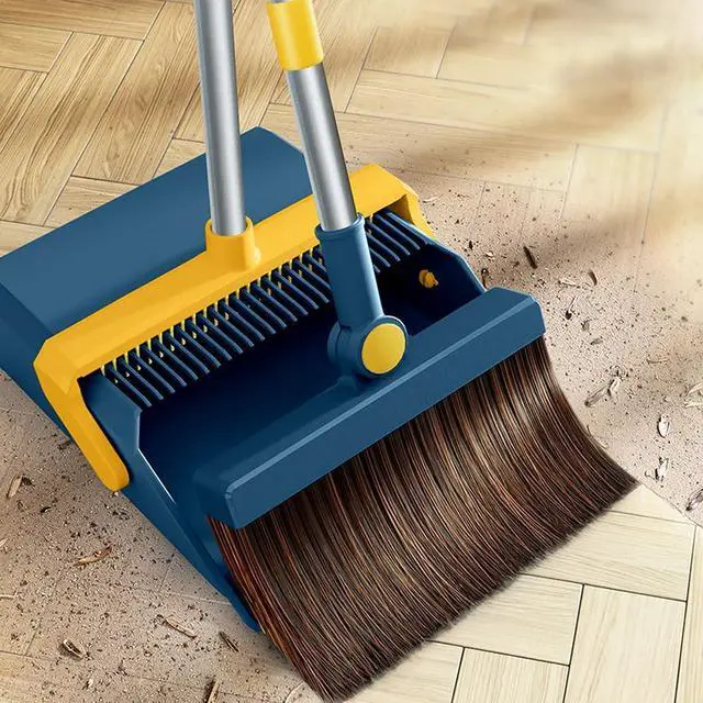 Alt view image 3 of 7 - Broom and Dustpan Set with 49" Long Handle for Home Kitchen Room Office Lobby Floor Use Upright Stand Up Stand Up Broom and Dustpan Combo