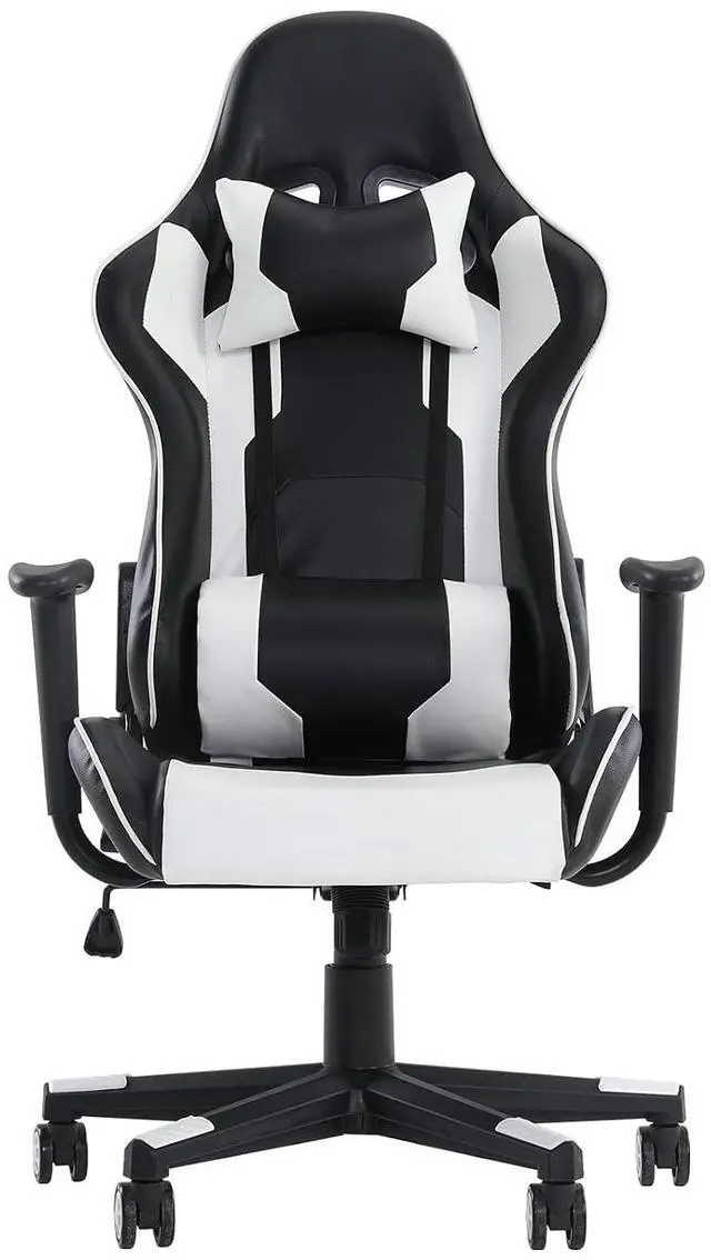 Main image of Gaming Chair, Ergonomic Computer Chair with Lumbar Support, Height Adjustable Game Chair with 360°-Swivel Seat and Headrest and for Office or Gaming (White)