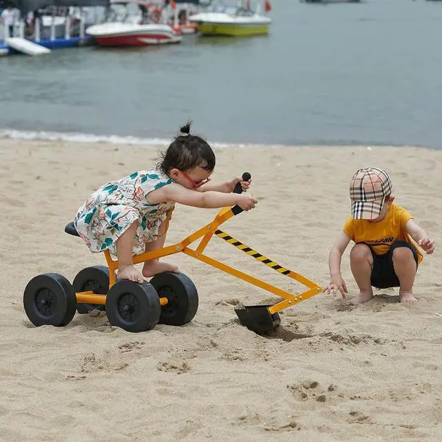 Alt view image 2 of 7 - Ride On Sand Digger Excavator Toys Working Crane with 8 inches Wheels and 360° Rotation Seat (Yellow)