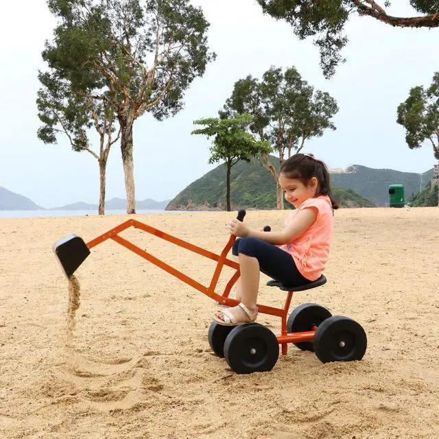 Alt view image 2 of 7 - Ride On Sand Digger Excavator Toys Working Crane with 8 inches Wheels and 360° Rotation Seat (Orange)