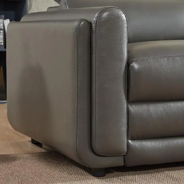 Alt view image 7 of 7 - Power Recliner Sofa, Electric Reclining Sofa with Console & Dual Recliner, Leather Sectional Couch for Living Room, Dark Grey