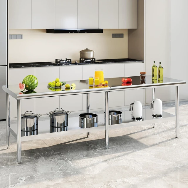Main image of 30x108 Inch Stainless Steel Work Table with Adjustable Undershelf, Heavy Duty Prep Table with Lower Shelf for Kitchen, Restaurant, Home and Commercial Use