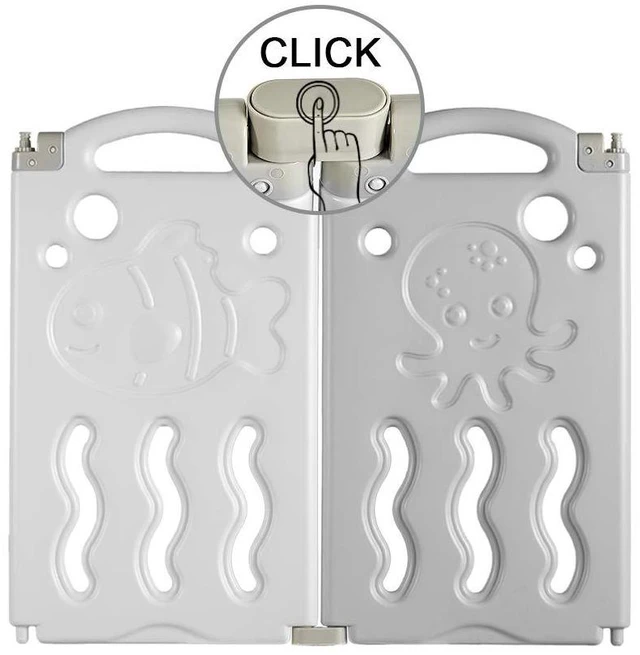Alt view image 4 of 7 - Foldable Baby Playpen Foldable Thicken Kids Safety Play Fence Toddler Play Yard 2-Panel Extension (Grey+White)