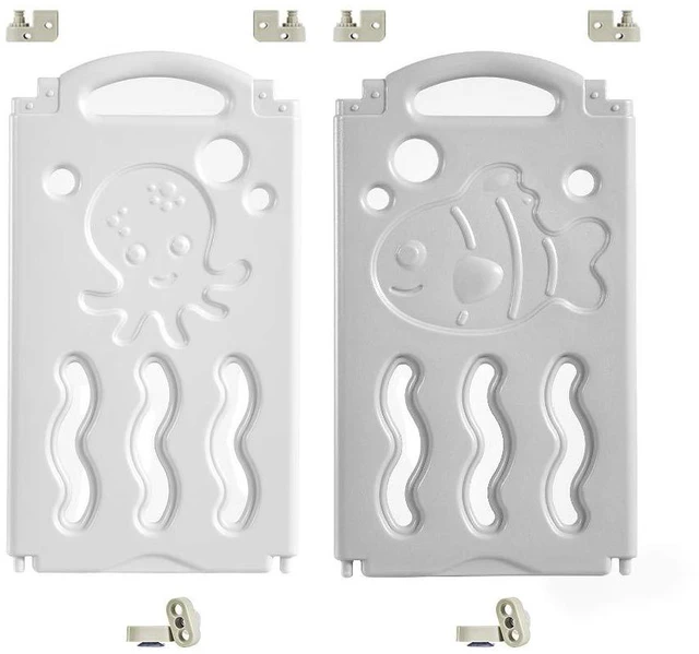 Alt view image 5 of 7 - Foldable Baby Playpen Foldable Thicken Kids Safety Play Fence Toddler Play Yard 2-Panel Extension (Grey+White)