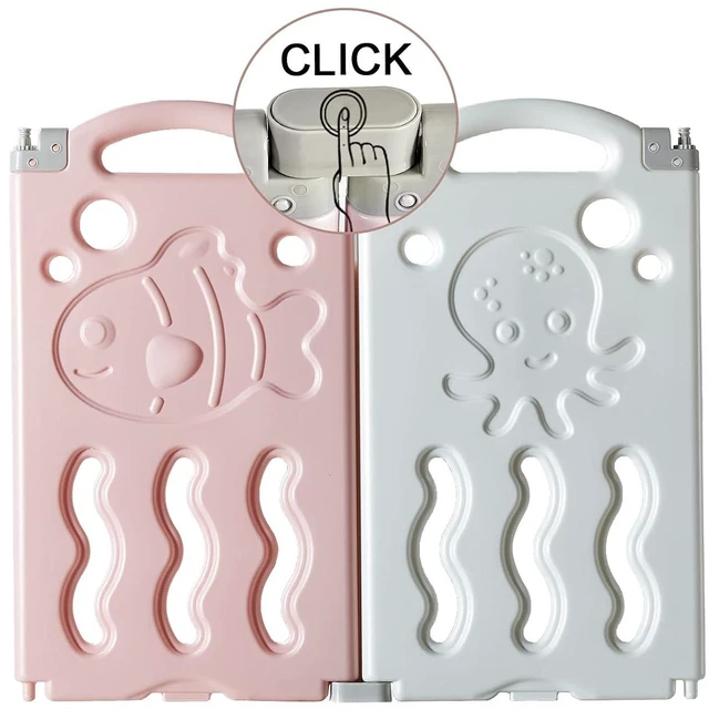 Alt view image 3 of 7 - Foldable Baby Playpen Foldable Thicken Kids Safety Play Fence Toddler Play Yard 2-Panel Extension (Pink)