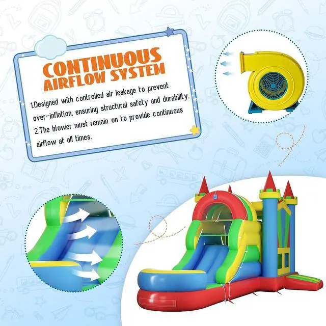 Alt view image 4 of 7 - Commercial Bounce House, Inflatable Bouncer with Air Blower, Jumping Castle with Slide, Outdoor Indoor Bouncy Castle with 100% PVC Material for Kids 3-12 (252×139×122in)