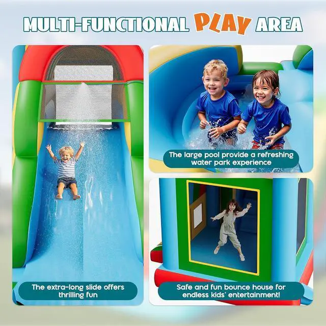 Alt view image 5 of 7 - Commercial Bounce House, Inflatable Bouncer with Air Blower, Jumping Castle with Slide, Outdoor Indoor Bouncy Castle with 100% PVC Material for Kids 3-12 (252×139×122in)