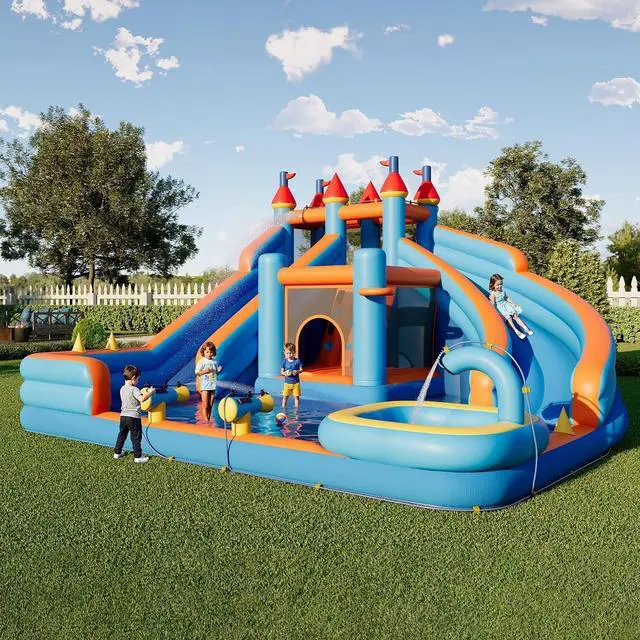 Main image of Bounce House, Inflatable Bouncer with 550W Air Blower, Jumping Castle with Slide, Outdoor Indoor Bouncy Castle with Oxford Fabric for Kids 3-12 (179.1×169.3×108.3IN)