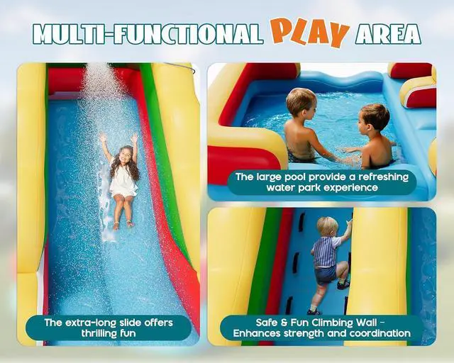Alt view image 5 of 7 - Commercial Bounce House, Inflatable Bouncer with Air Blower, Jumping Castle with Slide, Outdoor Indoor Bouncy Castle with 100% PVC Material for Kids 3-12 (252.8×152.4×92.5IN)